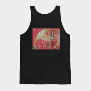 Angel of Noel Art Nouveau with Candles and Poinsettia Tank Top